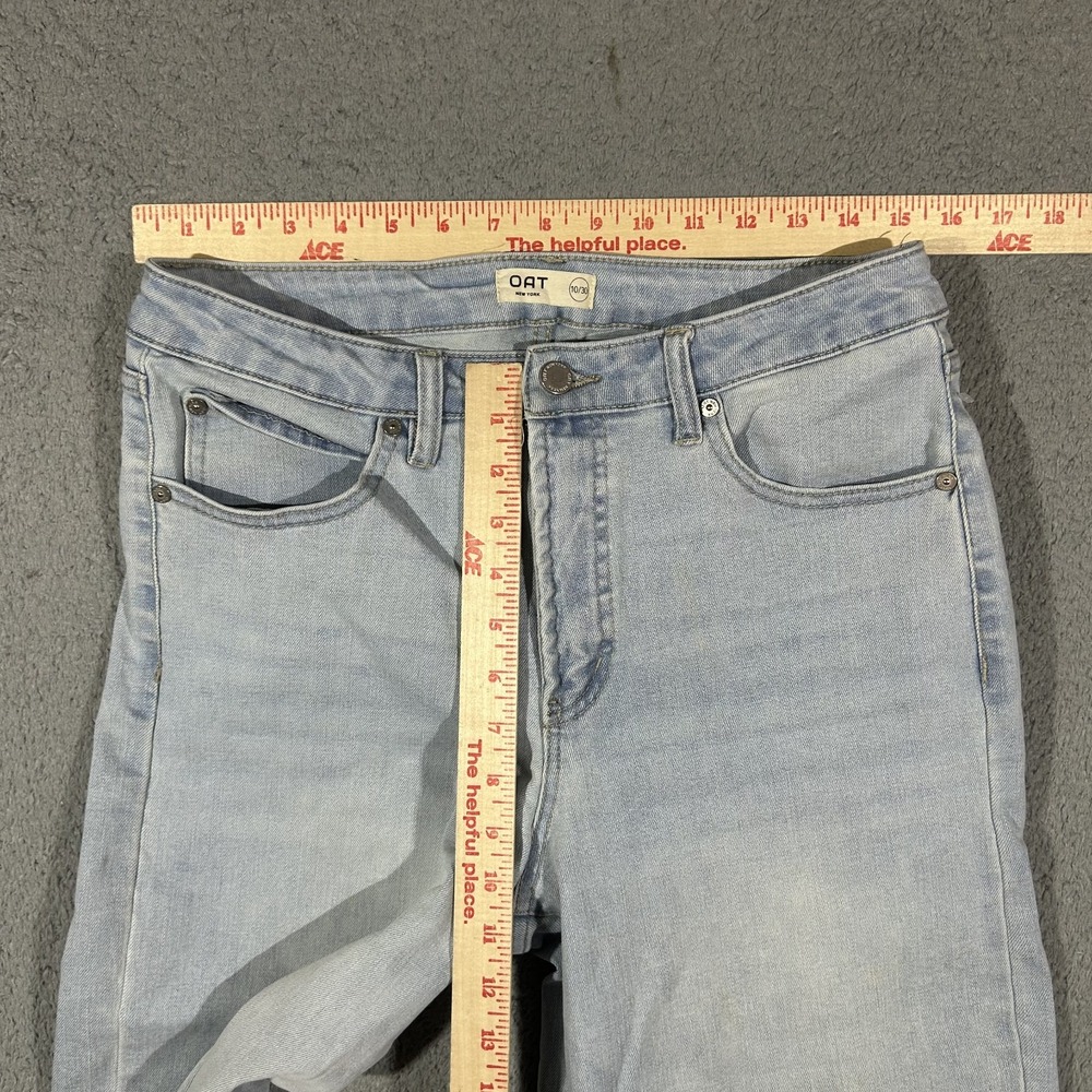 Oat New York Womens 10/30 Pant Blue Light Wash Wide Leg Raw Hem #3891 - Picture 7 of 9